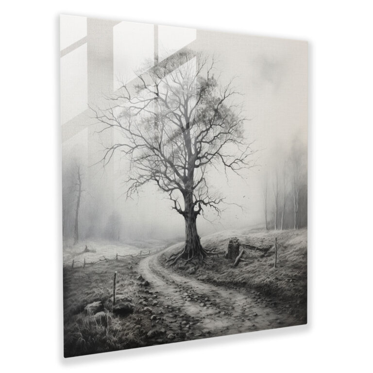 Glasbild Waldnebel Grau - Grau Glasbild Wohnkultur Glasbild Waldnebel Grau