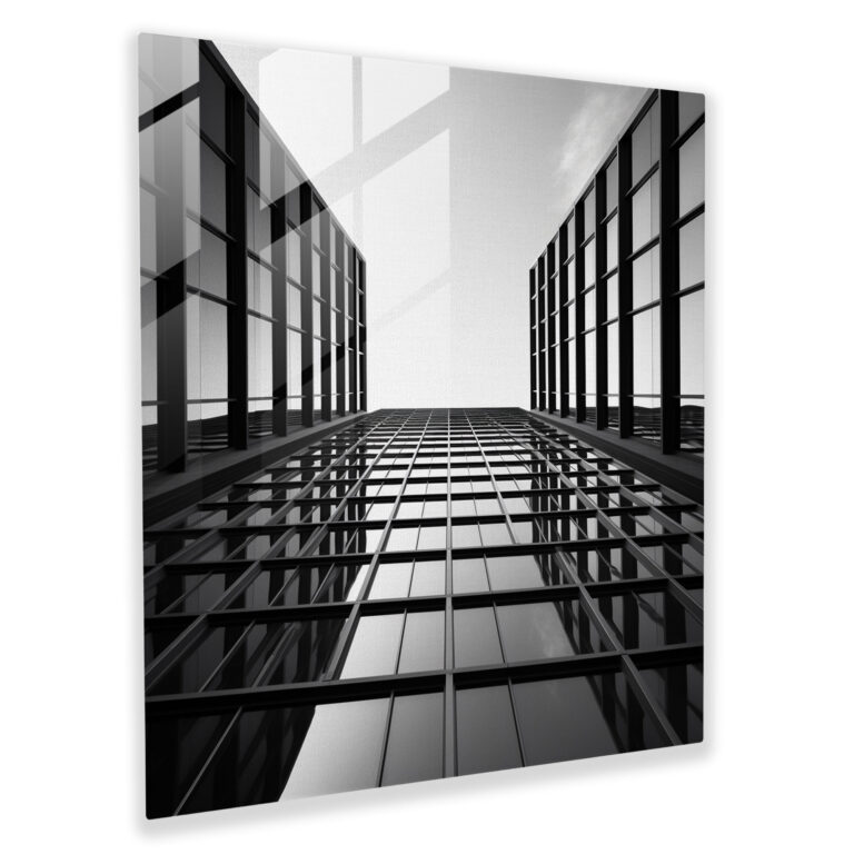 Grauer städtischer Architektur Glasdruck - Grau Wohndekoration Wanddekoration Fotografie