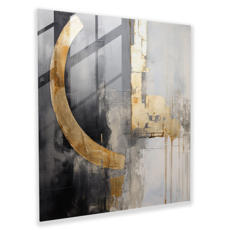 Graues Metallic Fusion Glasbild - Grau Glas Wandkunst Zeitgenössische Mixed Media