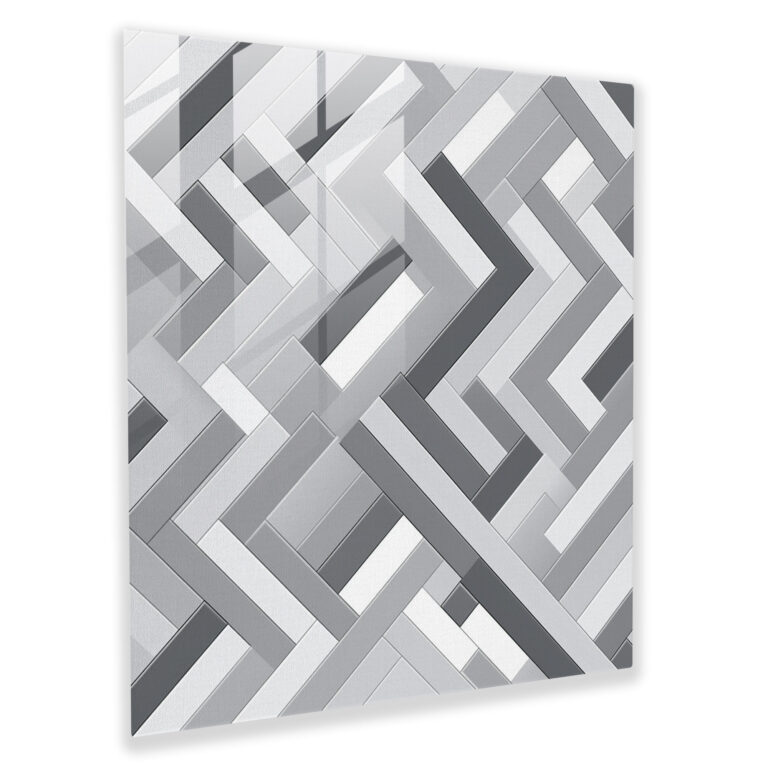 Grauer geometrischer Illusionsglasdruck - Grau Grau Thema Wanddekoration Glasbild