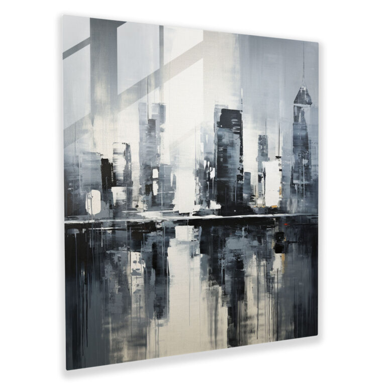 Stadtbild Glasbild Grau - Glas Wandkunst Glasbild Grau