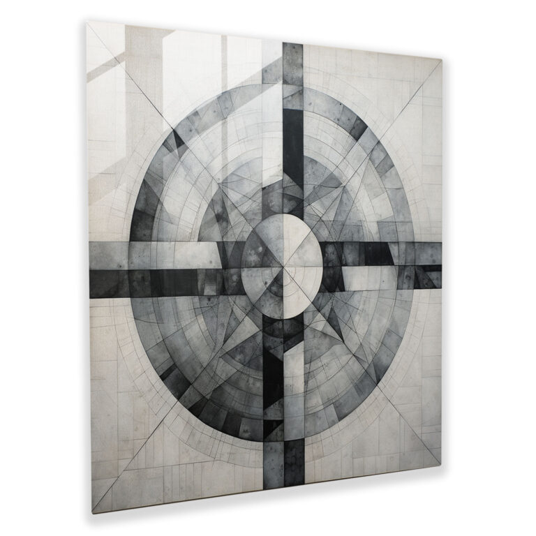 Graues geometrisches Glasbild - Grau Grautöne Wanddekoration Glaskunst