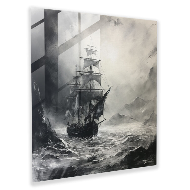 Leinwandbild Graue Reise - Grau Geheimnis Tintenmalerei Moderne Kunst