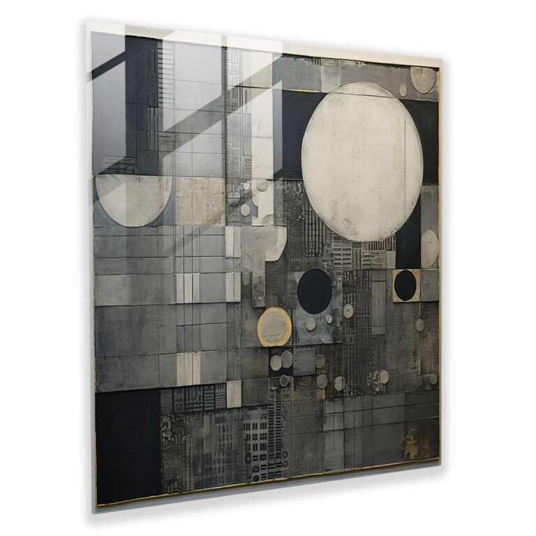 Graues Collage Glasbild - Zuhause Dekoration Glas Wandkunst Moderne Kunst