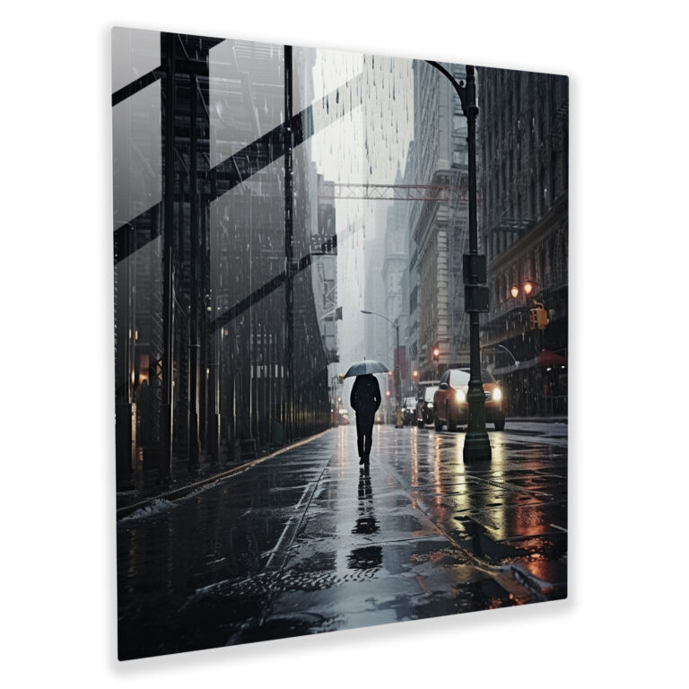 Glasbild Regen-Grau - Grau Grau Thema Wohndekoration Wanddekoration.