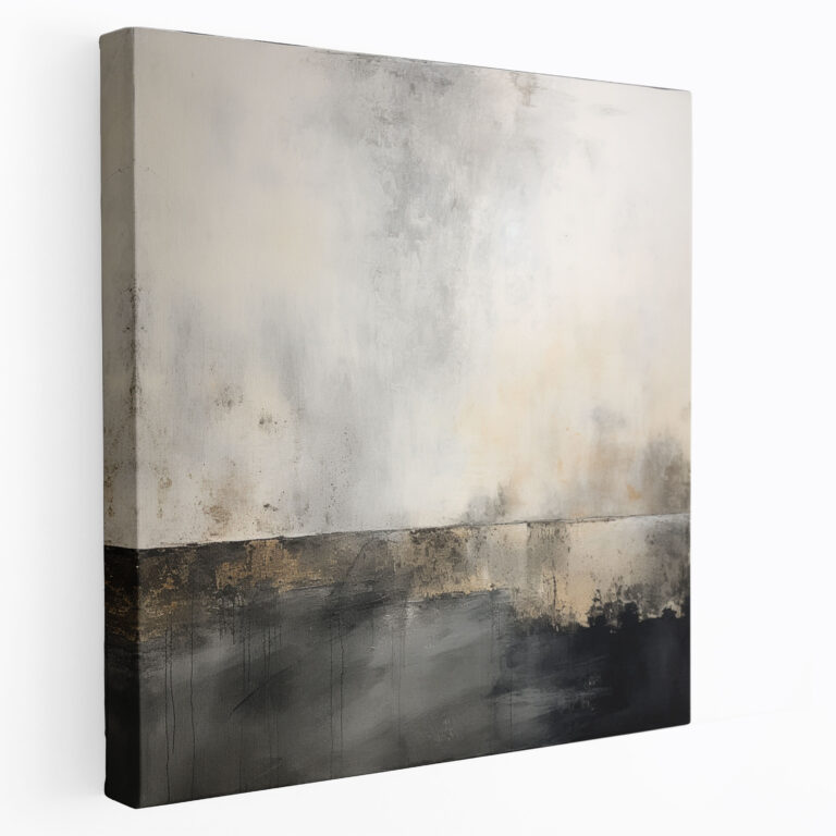 Leinwandbild Graue Tiefe - Abstraktes Mixed-Media-Kunstwerk in Grau