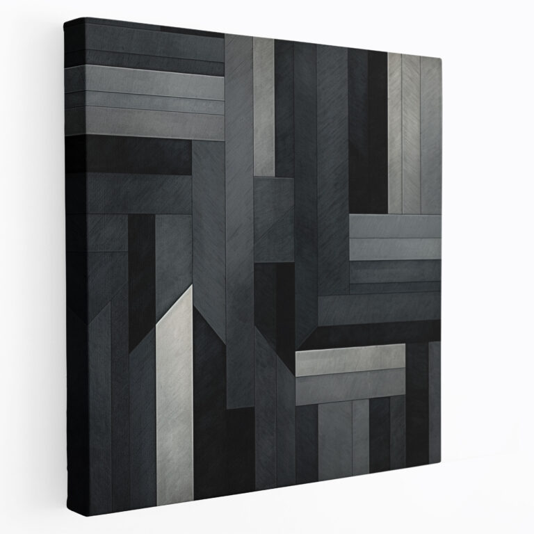 Leinwandbild mit grauem geometrischem Muster - Grau Wanddekoration