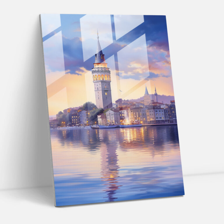 Glasbild Galata Tower - Galata Tower Bosporus Glas Kunst Wohn Dekoration