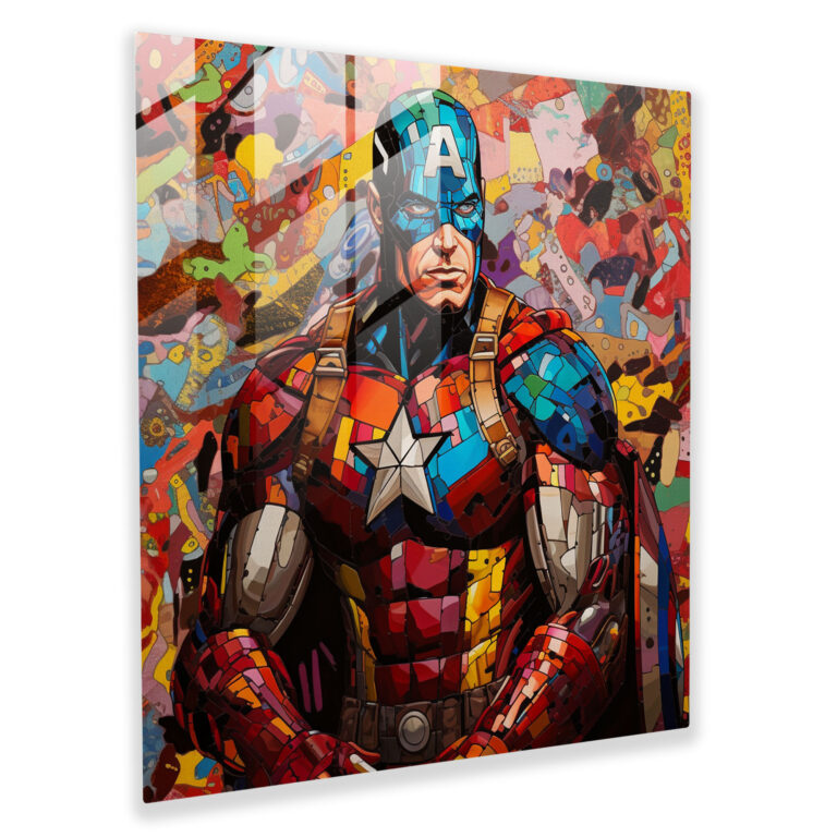 Mosaik-Comic Glasbild - Pop-Art Collage lebendige Comicfiguren moderne Wanddekoration