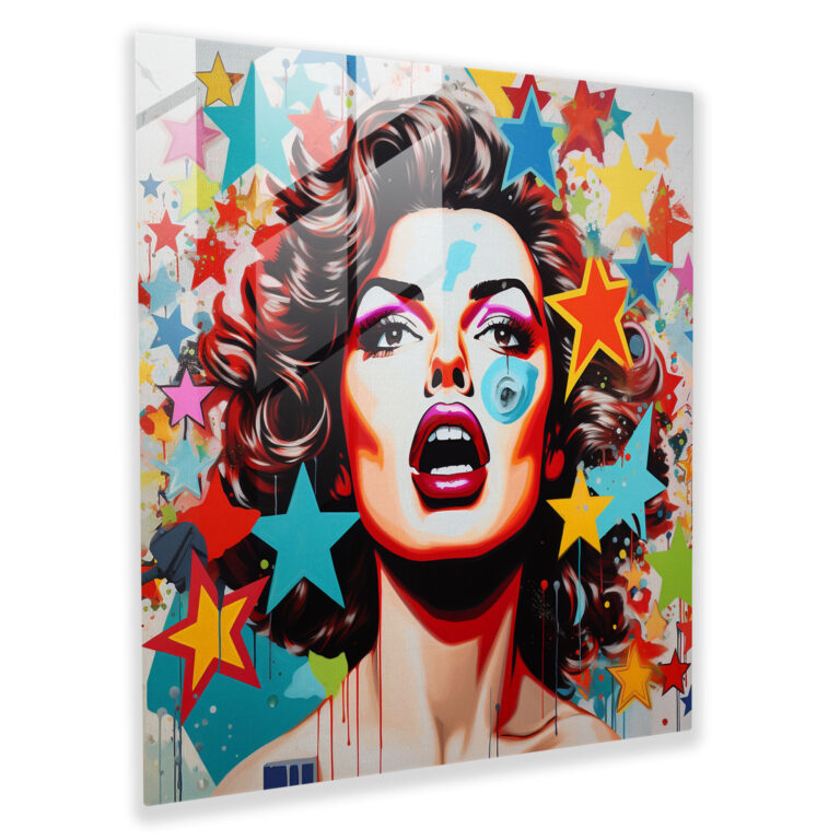 Lebhafte Ausdrücke - Pop Art Glasbild Wohn-Dekoration - Zeitgenössische Wandkunst