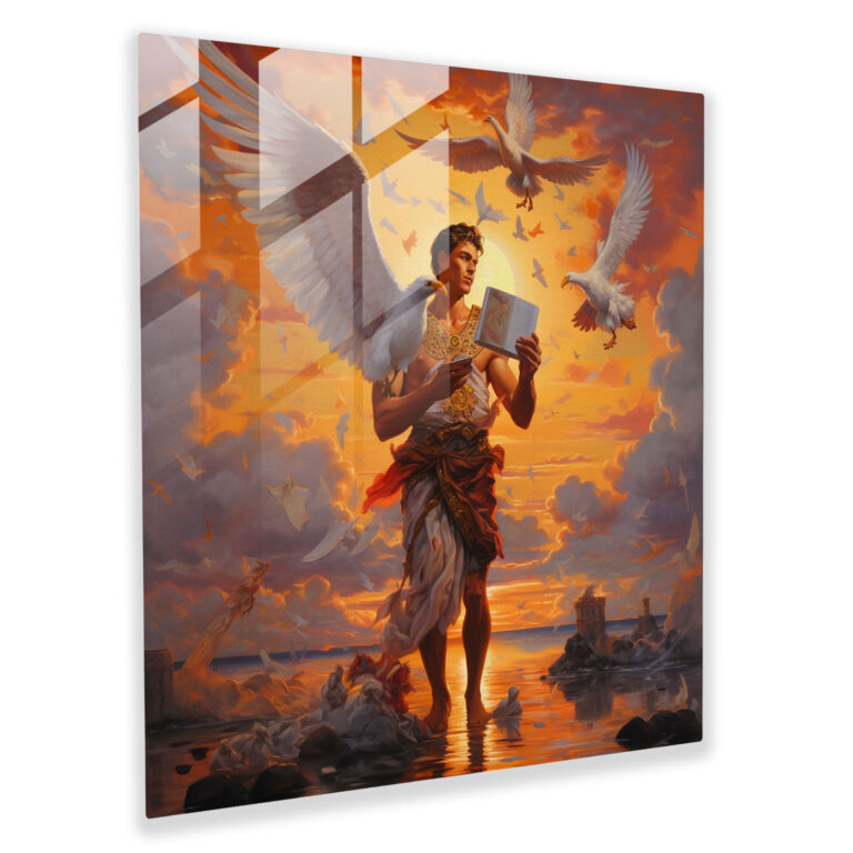 Hermes Sonnenuntergang Glasbild - Impressionistisches Gemälde Wanddekoration