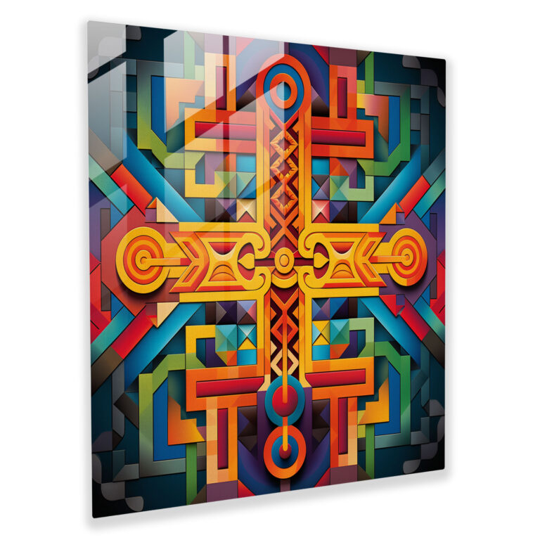 Hermes Glasbild - Abstrakte geometrische Glaswandkunst - Auffälliges Auge abstraktes geometrisches Design Hermes