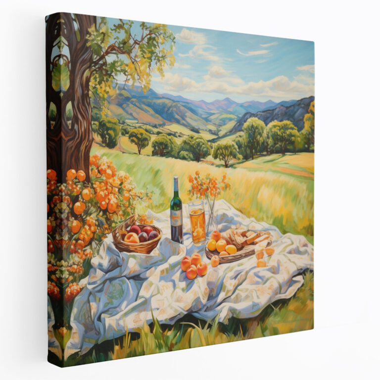 Hermes Seidentuch Leinwandbild - Landschaft Dekoration für Zuhause impressionistisches Gemälde