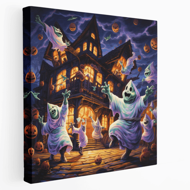 Witziges Halloween Geisterparty Leinwandbild