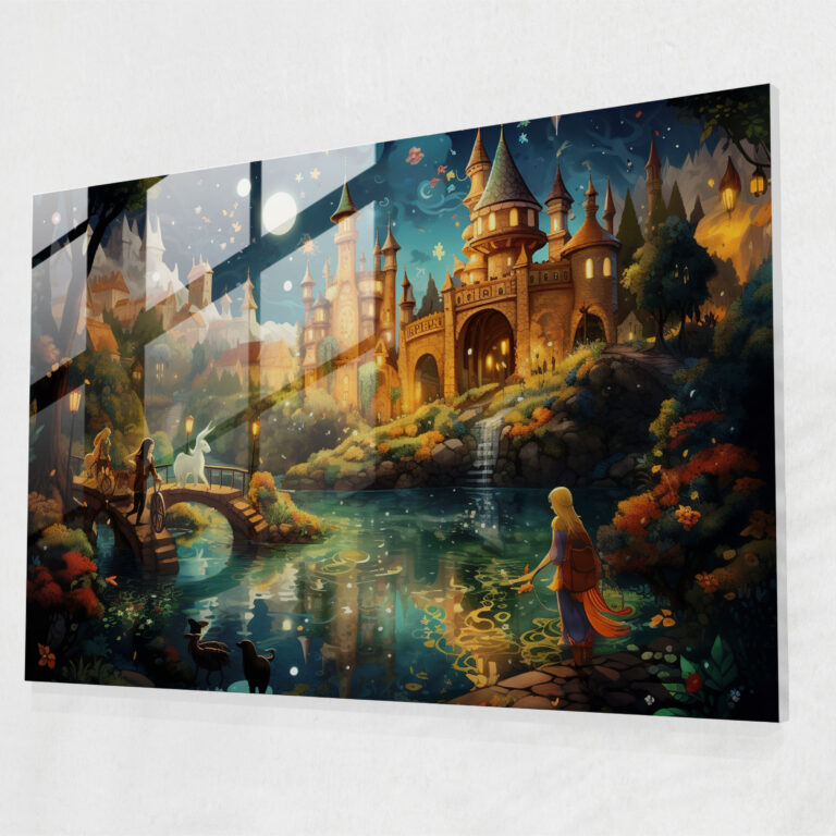 Glasbild mit verspieltem Tierkreis - Horoskop Fantasy Wohn-Deko Glas-Kunst