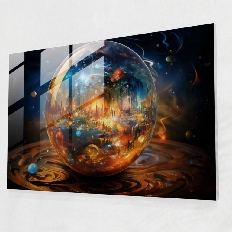 Verzauberte Kristallkugel Glasbild - Horoskop Glas Wandkunst Tierkreis-Elemente Glasbild