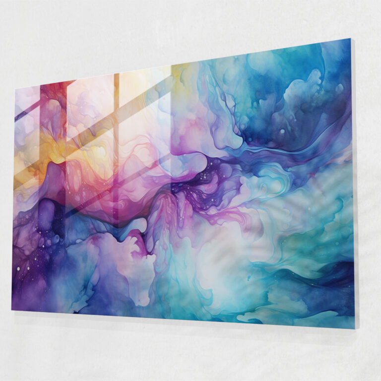 Horoskop Galaxie Glasbild - Horoskop Galaxie Aquarellmalerei Wanddekoration