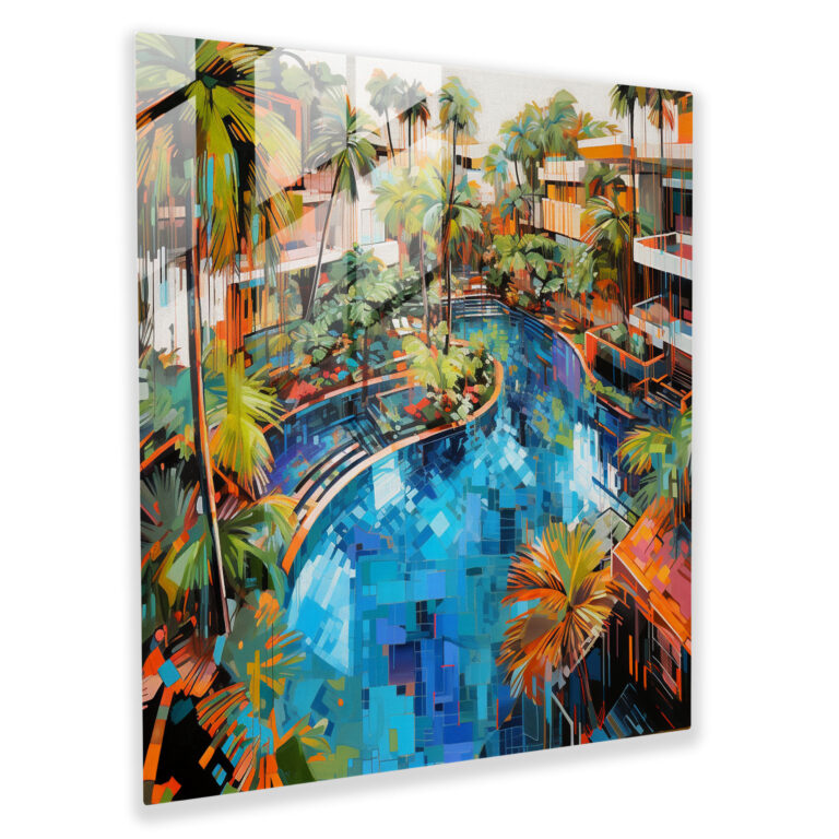 Tropischer Entspannungsgenuss Glasbild - Hotel Glas Kunst Acrylmalerei Glas Wandkunst