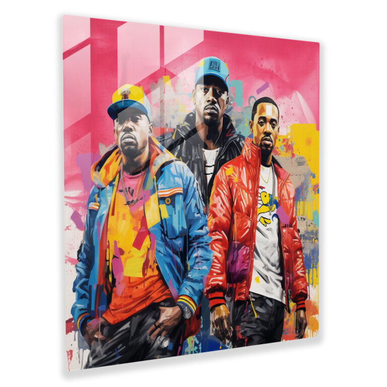 Glasbild Wanddeko im Hip-Hop Collage Design