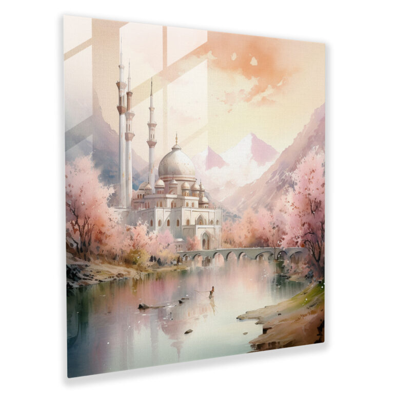 Holy Quran Aquarell Glasbild - Heiliger Quran Glas Wandkunst Glasbild Gelassenheit