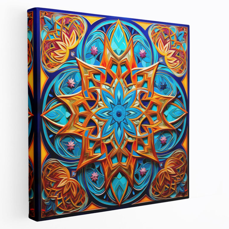 Geometrische Wandkunst des Heiligen Korans - Leinwand lebendige Farben Leinwandbild
