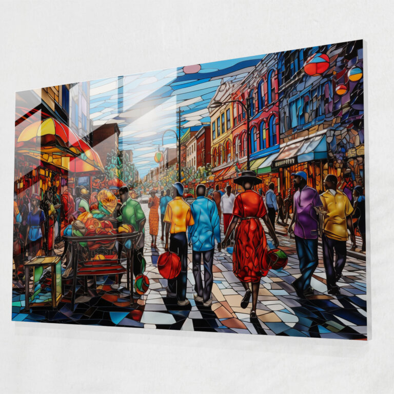 Harlem Market Glasbild - Harlem Wanddekoration Bunt