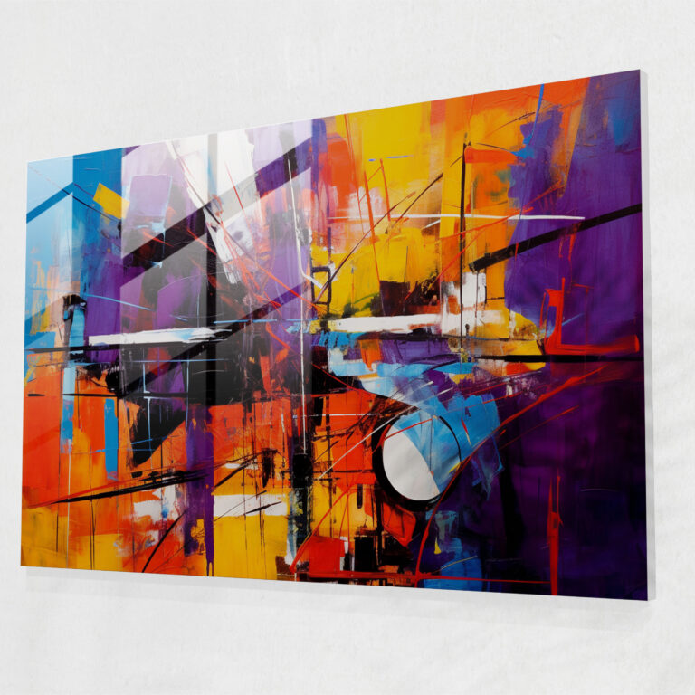 Harlem Glasbild - Abstrakte lebendige Farben - Harlem Wanddekoration Geist Energie.