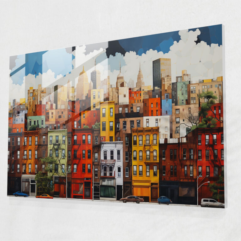 Harlem Glasbild - Moderne abstrakte Skyline - Harlem Glasbild städtische Landschaft Skyline