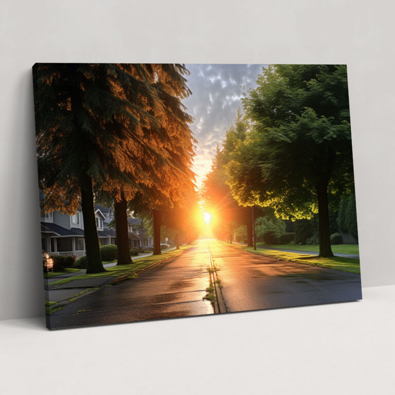 Goldener Sonnenuntergang Wandkunst - Harlem Eleganz Dekoration für Zuhause Leinwand