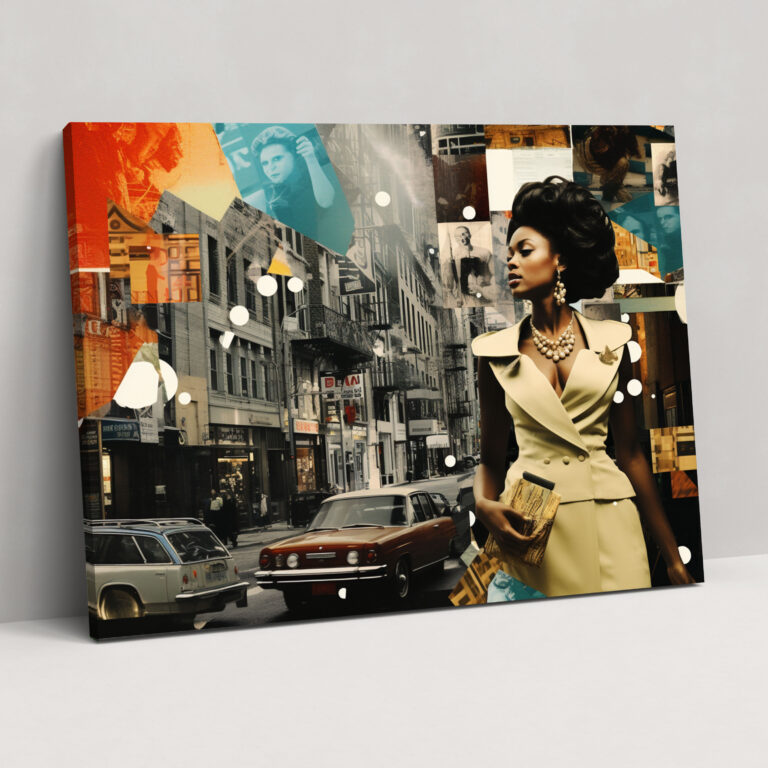 Harlem Spirit Collage Leinwandbild - Harlem Wohn-Deko Leinwand Wandkunst