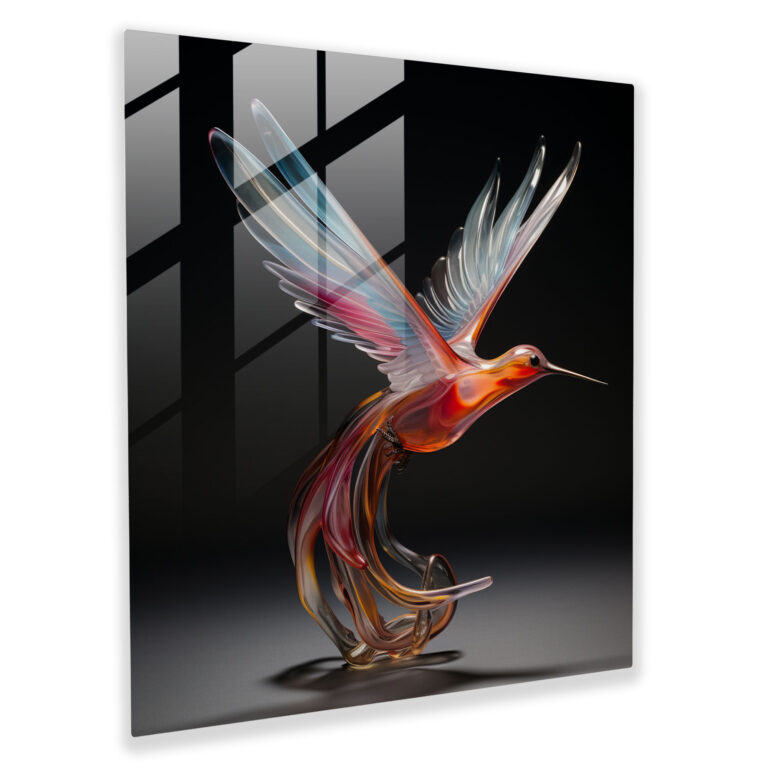 Elegantes Glasbild - Kolibri Moderne Kunst Glaswandkunst Wohnkultur