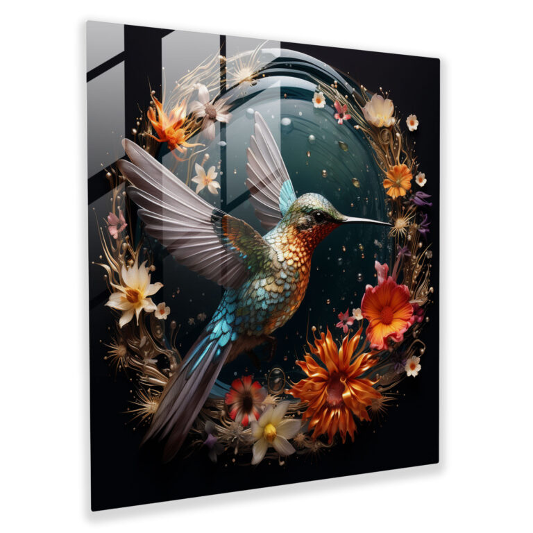 Surreales Kolibri Glasbild - Modern Art Wohnkultur