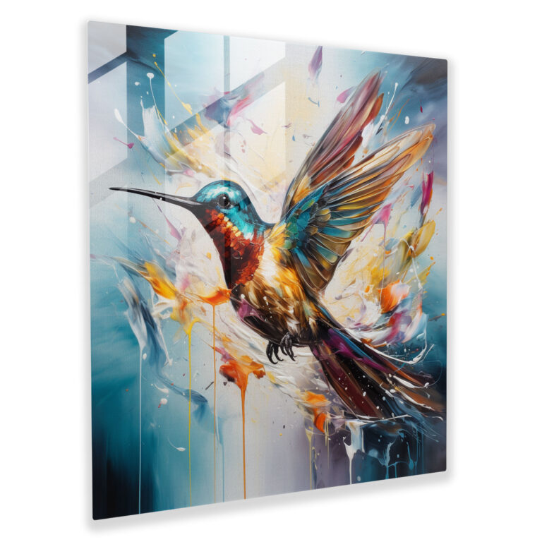 Moderne Kolibri Glasbild - Kolibri Glas Wandkunst Wohnkultur Impressionismus