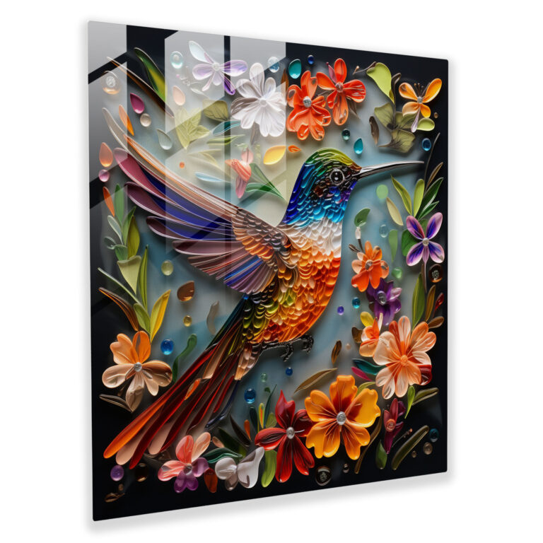 Glasbild Naturmelodie - Kolibri Wanddekoration Wohnkultur Glas-Wandkunst