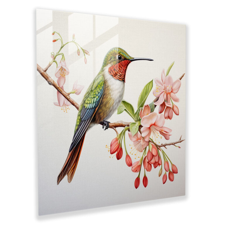 Realistisches Glasbild Kolibri - Wanddekoration moderne Kunst