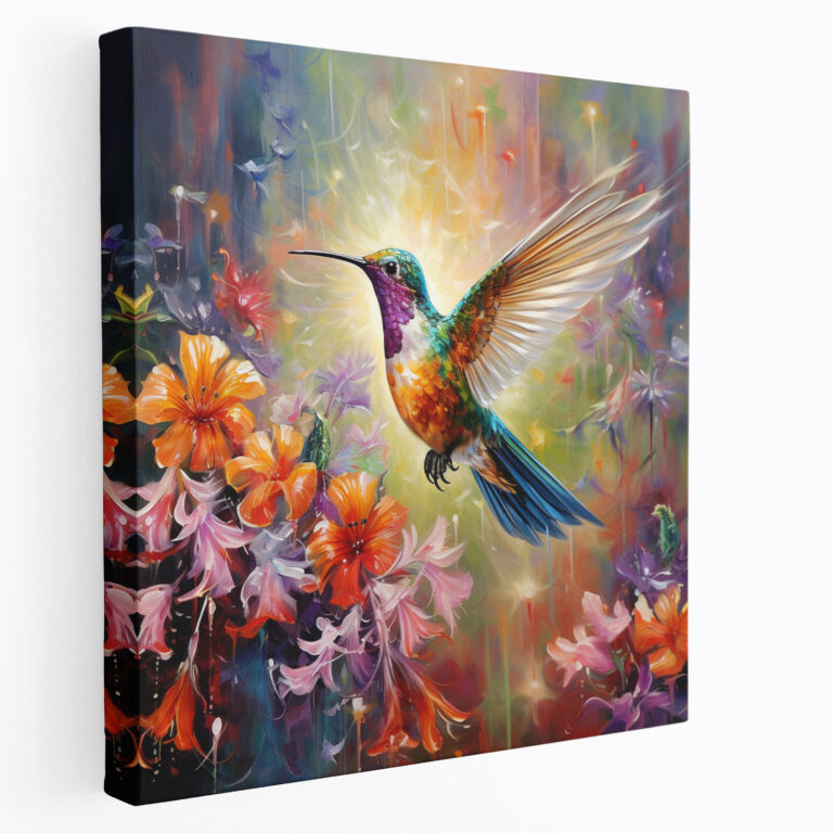 Lebendiges Kolibri Leinwandbild - Zuhause Dekoration Ölgemälde