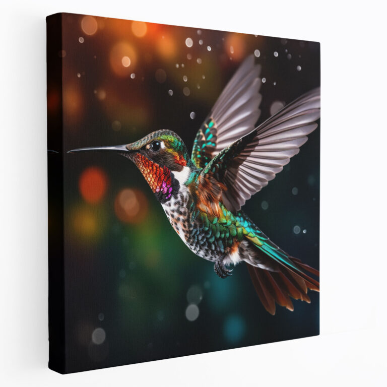 Hummingbird Leinwandbild - Kolibri lebendiges Gefieder Wanddekoration
