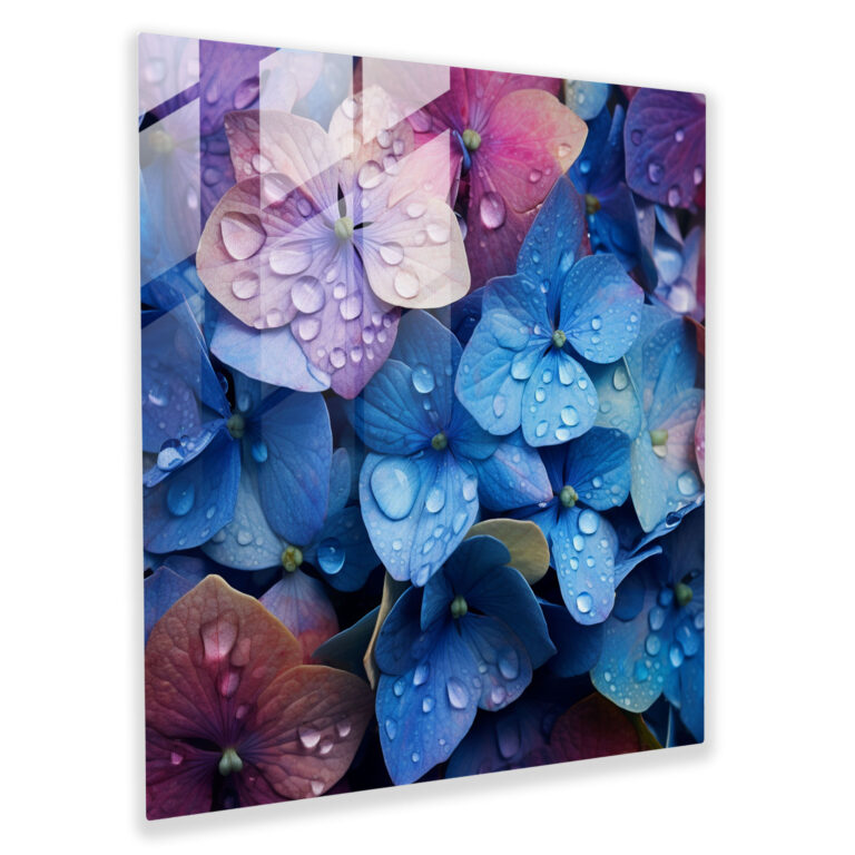 Lebendiges Hortensien-Glasbild - Hortensie Wohnkultur Glasbild Lebendig