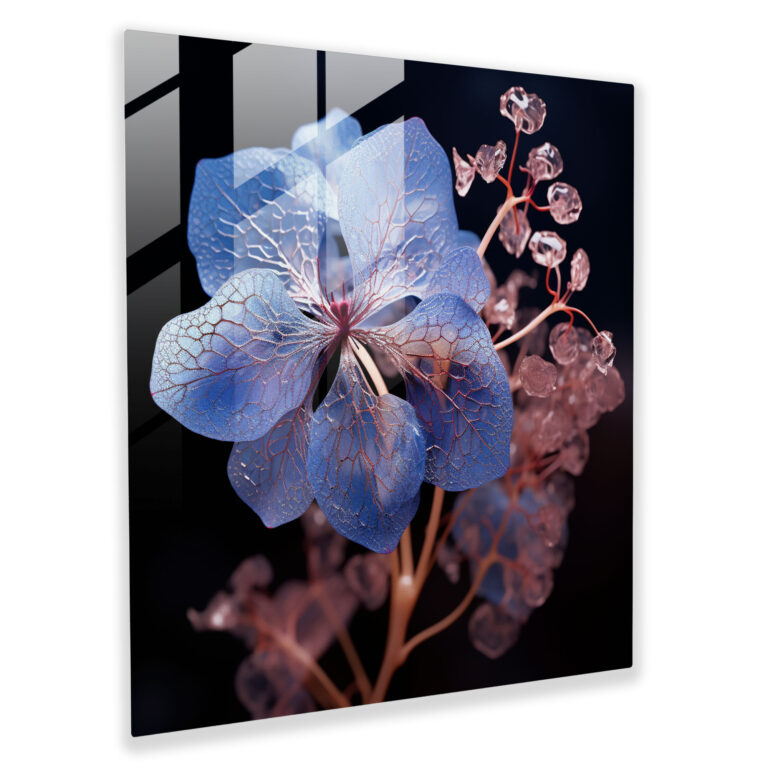 Glasbild Hortensienblüte - Hortensie Wohnaccessoire Glaswandkunst Wanddekoration