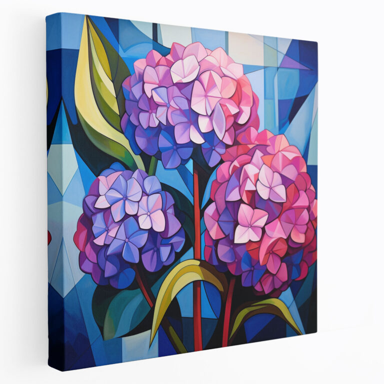 Hydrangea Geometrische Wandkunst - Leinwandbild