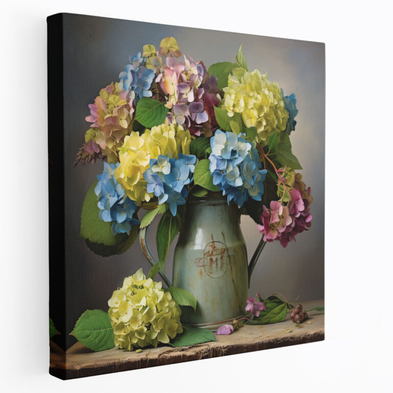 Leinwandbild Hortensien-Stillleben - Hortensie Wandkunst Wohnkultur