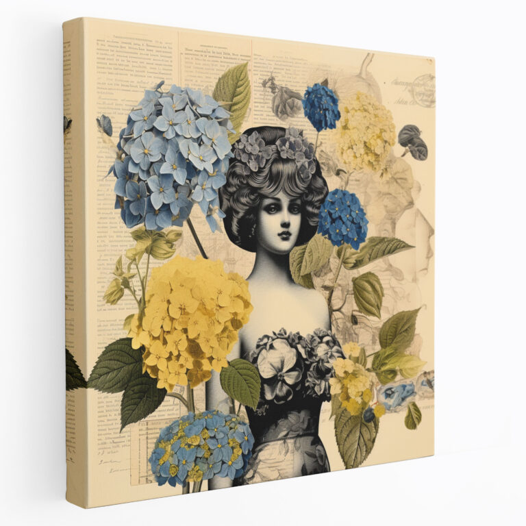 Vintage Hortensien Leinwandbild - Hortensien Leinwandbild Wanddekoration Wohnkultur