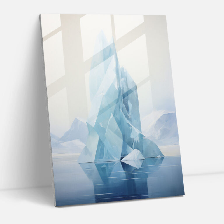 Geometrisches Balance Glasbild - Eisberg Glas Kunst Geometrisches Design Wohn Dekoration