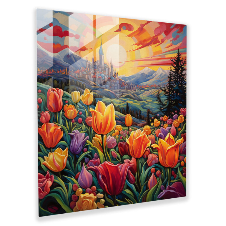 Verzauberndes Glasbild - Istanbul Tulpenparadies - Glaswandkunst Wohnkultur