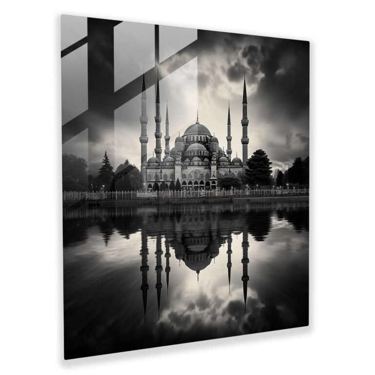 Edles Glasbild - Zeitlose Blaue Moschee Glas Wandkunst