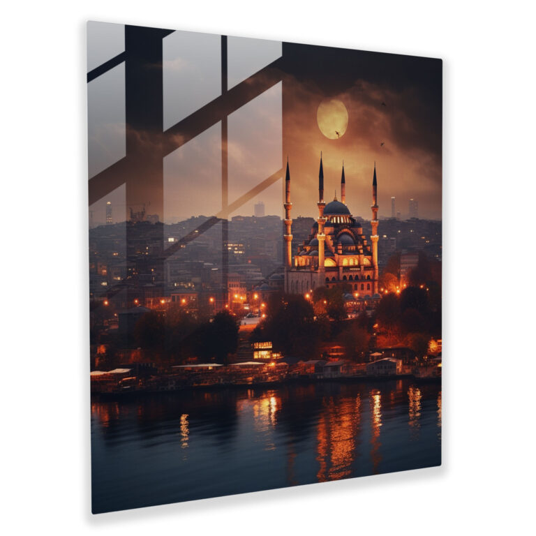 Atemberaubendes Istanbul Panorama Glasbild - Realistische Fotografie Glaswandkunst für die Heimdekoration