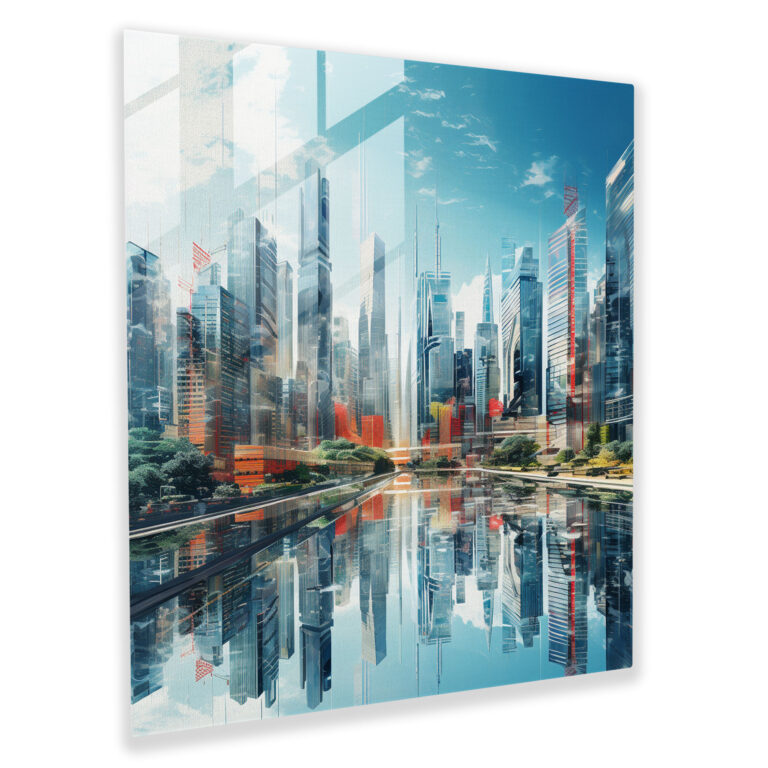 Glasbild Techscape - Futuristische digitale Collage Glaswandkunst - Wanddekoration