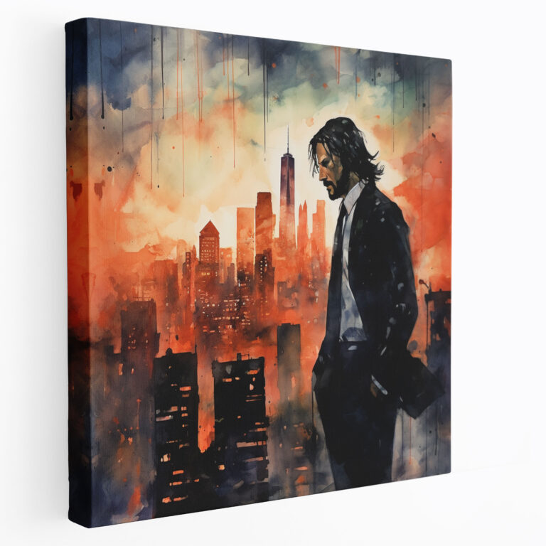 John Wick Wanddekoration - Leinwandbild Aquarellmalerei Wanddekoration