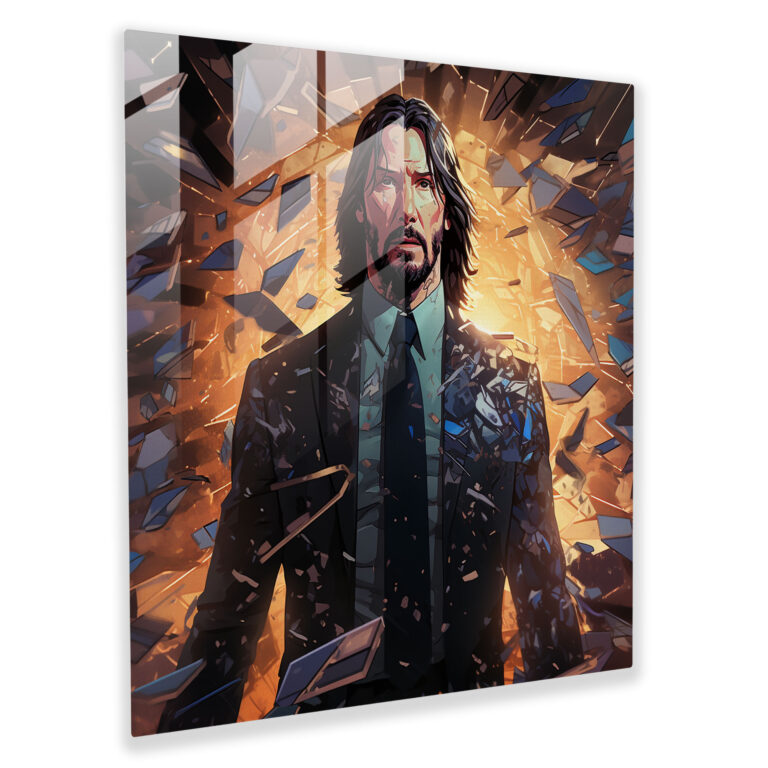 Glasbild John Wick - John Wick Glasbild Wanddekoration digitale Illustration