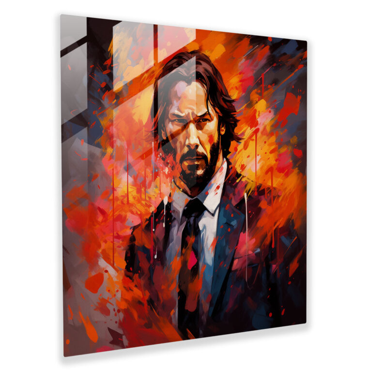 John Wick Glasbild - Dynamisches John Wick Abstraktes Kunstwerk